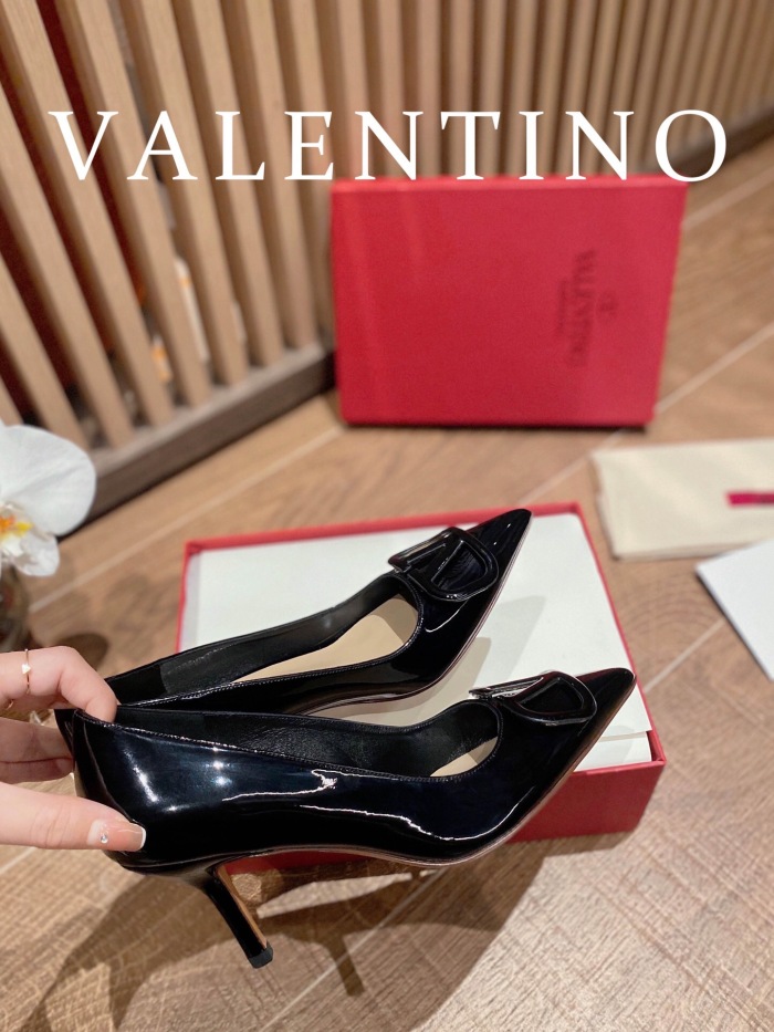 Valentino Vlogo Signature Patent Leather Slingback Pumps Size 35-41 4-Color
