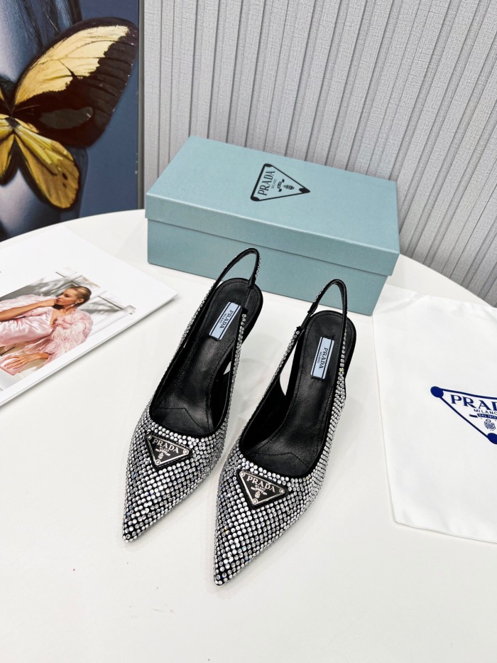 Prada Brushed Leather Slingback Pumps Size 35-41 3-Color
