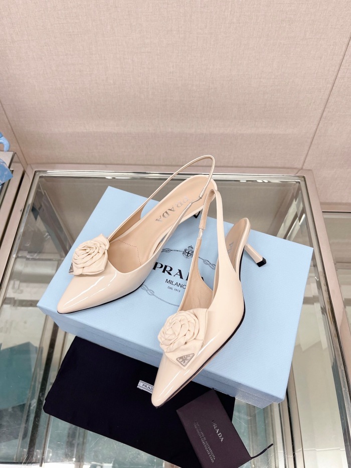 Prada Brushed Leather Slingback Pumps Size 35-40 2-Color