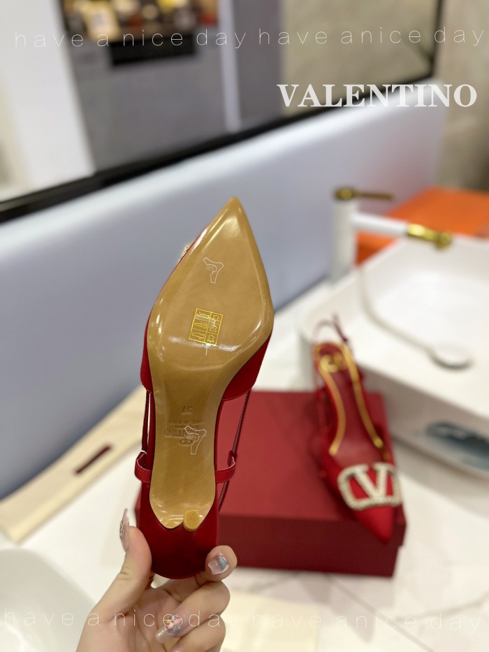 Valentino Vlogo Signature Satin Slingback Pumps Size 35-41 6-Color