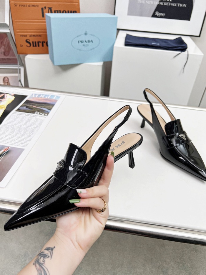 Prada Brushed Leather Slingback Pumps Size 35-41 3-Color