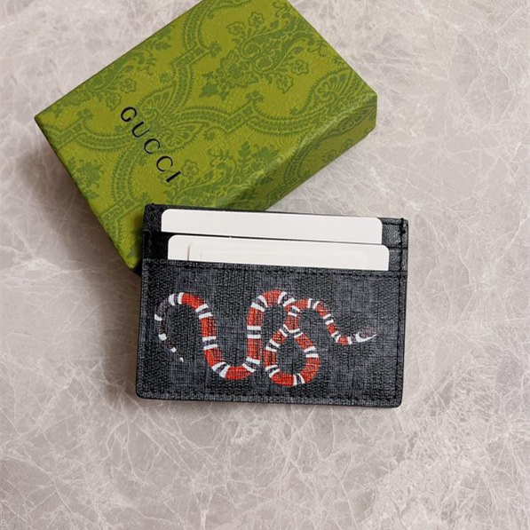 Gucci GG Kingsnake print GG Supreme card case Size 10*7cm Style: 451277