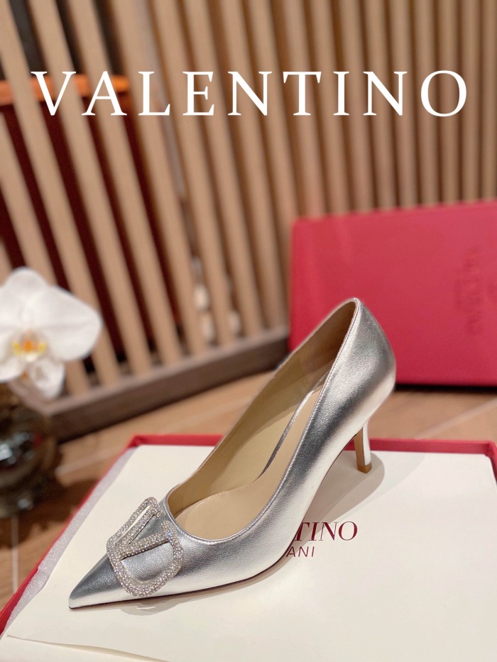 Valentino Vlogo Signature Satin Slingback Pumps Size 35-41 4-Color
