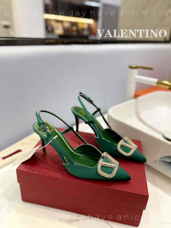 Valentino Vlogo Signature Satin Slingback Pumps Size 35-41 6-Color