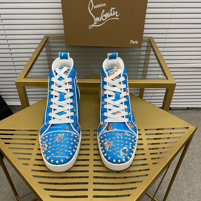 Christian Louboutin Lou Spikes High-Top Sneaker Size 36-46  9-Color