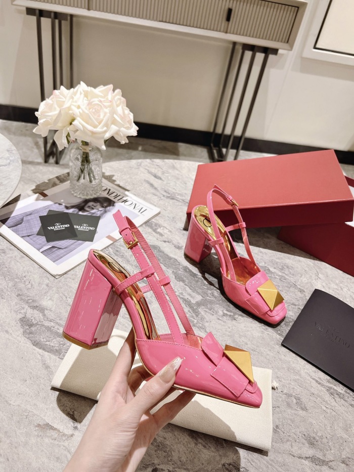 Valentino One Stud Patent Leather Slingback Pumps Size 35-41 4-Color