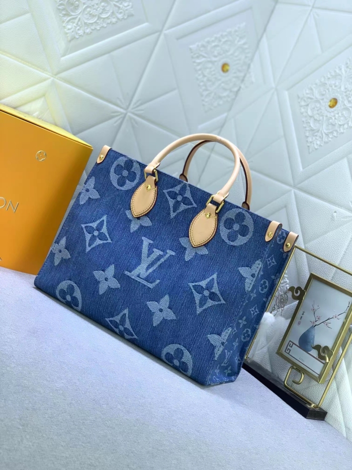 Louis Vuitton Onthego Denim Cowboy  Women Handbag 35*27*14cm