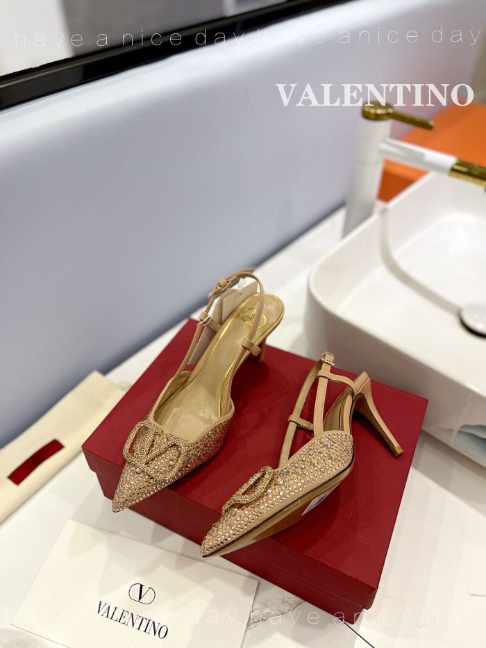 Valentino Vlogo Signature Satin Slingback Pumps Size 35-41 3-Color