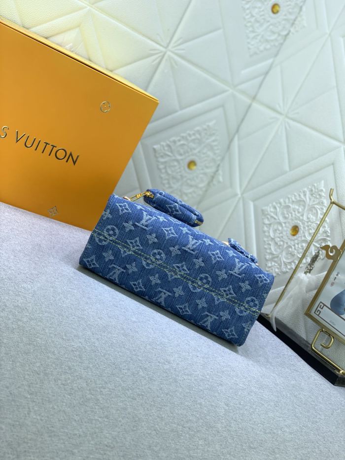 Louis Vuitton M46373 OnTheGo Monogram Reverse Giant Denim Cowboy  Shoulder Bags Size 25*19*11.5cm