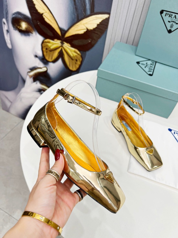 Prada Metallic Leather Ballerinas Pumps Size 35-41 3-Color