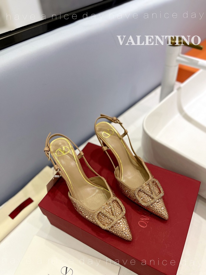 Valentino Vlogo Signature Satin Slingback Pumps Size 35-41 3-Color