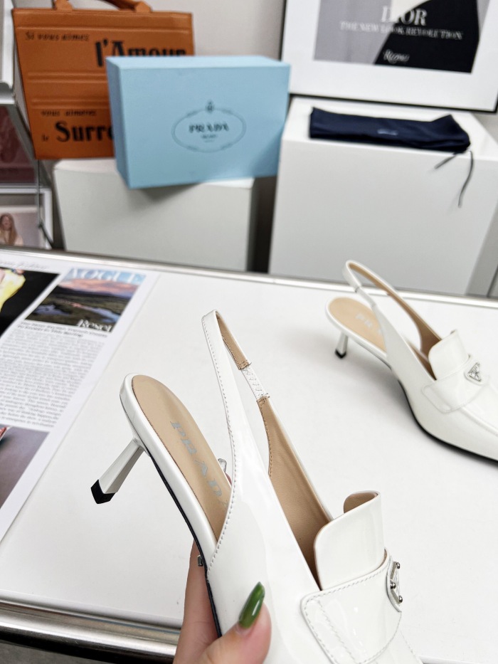 Prada Brushed Leather Slingback Pumps Size 35-41 3-Color