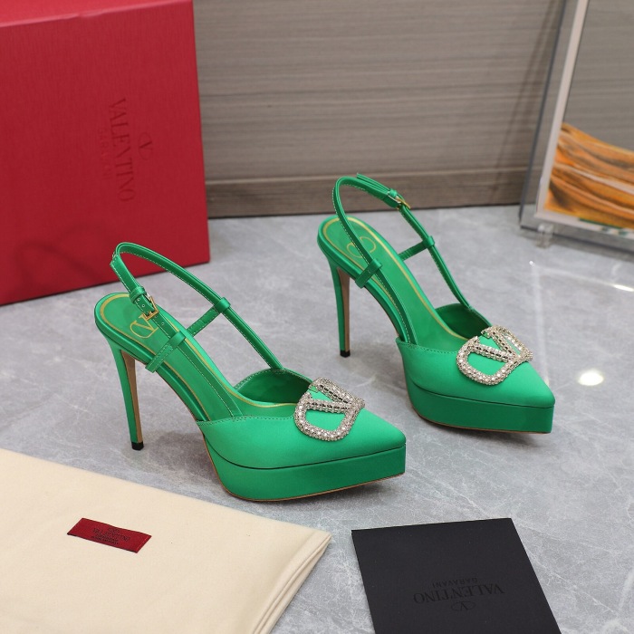 Valentino Vlogo Signature Satin Slingback Platform Size 35-41 5-Color