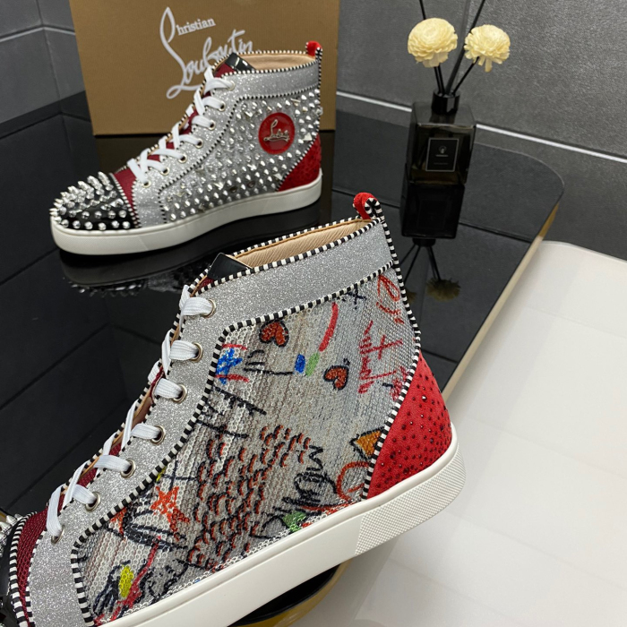 Christian Louboutin Lou Spikes High-Top Sneaker Size 36-46  10-Color