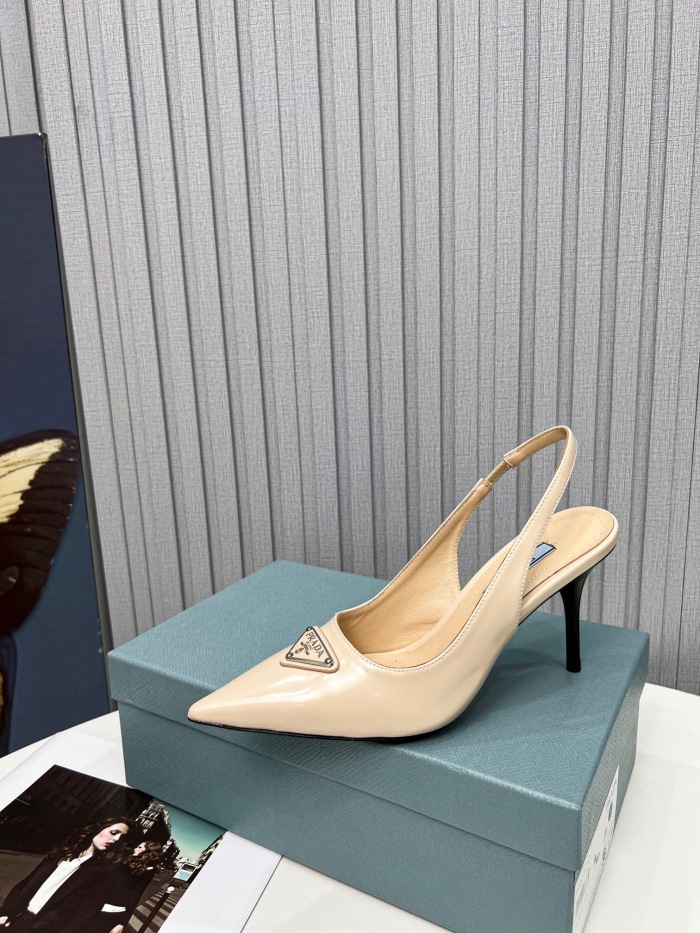 Prada Brushed Leather Slingback Pumps Size 35-41 8-Color
