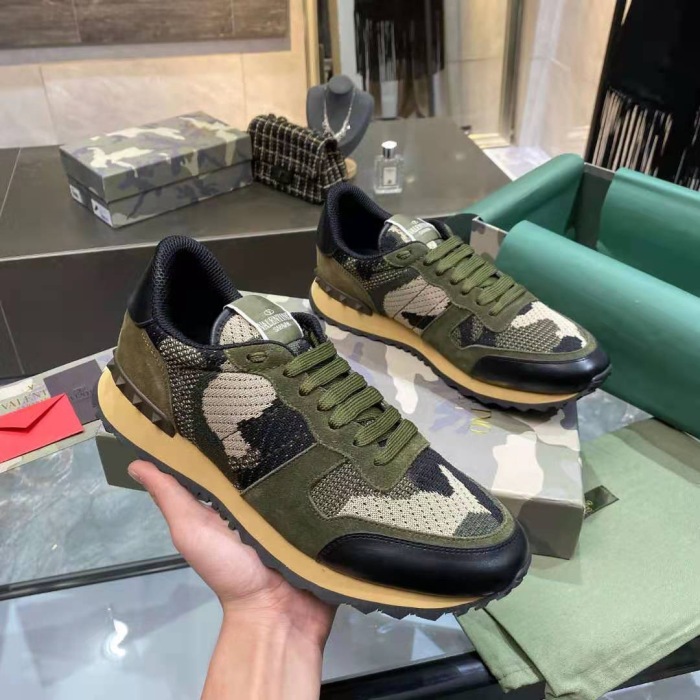 Valentino Mesh Fabric Camouflage Sneaker Size 39-45   5-Color