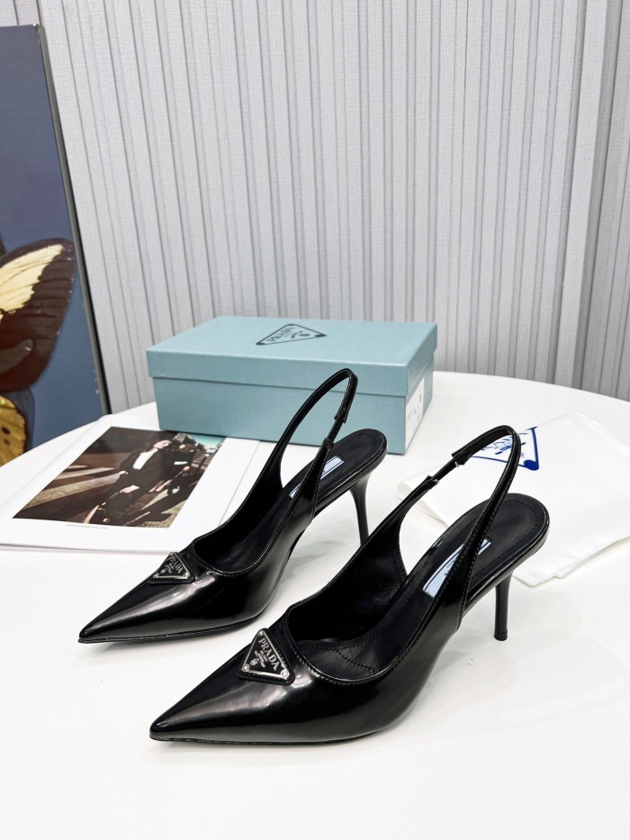 Prada Brushed Leather Slingback Pumps Size 35-41 8-Color