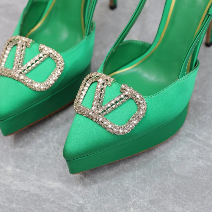 Valentino Vlogo Signature Satin Slingback Platform Size 35-41 5-Color