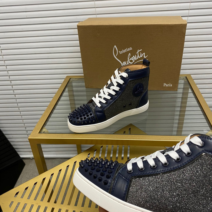Christian Louboutin Lou Spikes High-Top Sneaker Size 36-46  10-Color