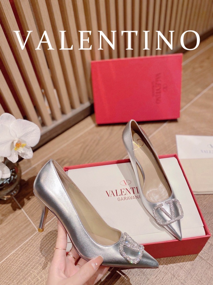 Valentino Vlogo Signature Satin Slingback Pumps Size 35-41 4-Color