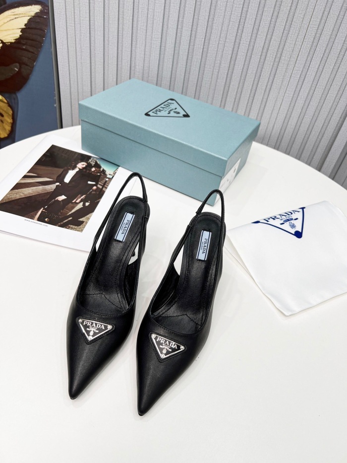 Prada Brushed Leather Slingback Pumps Size 35-41 8-Color