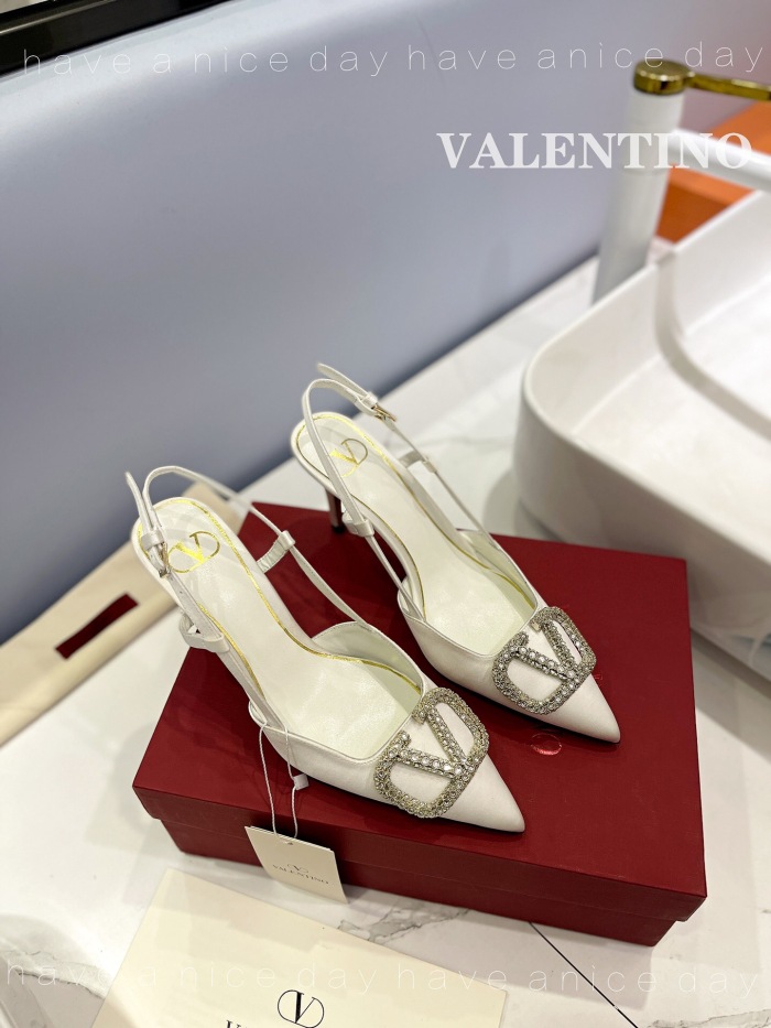 Valentino Vlogo Signature Satin Slingback Pumps Size 35-41 6-Color