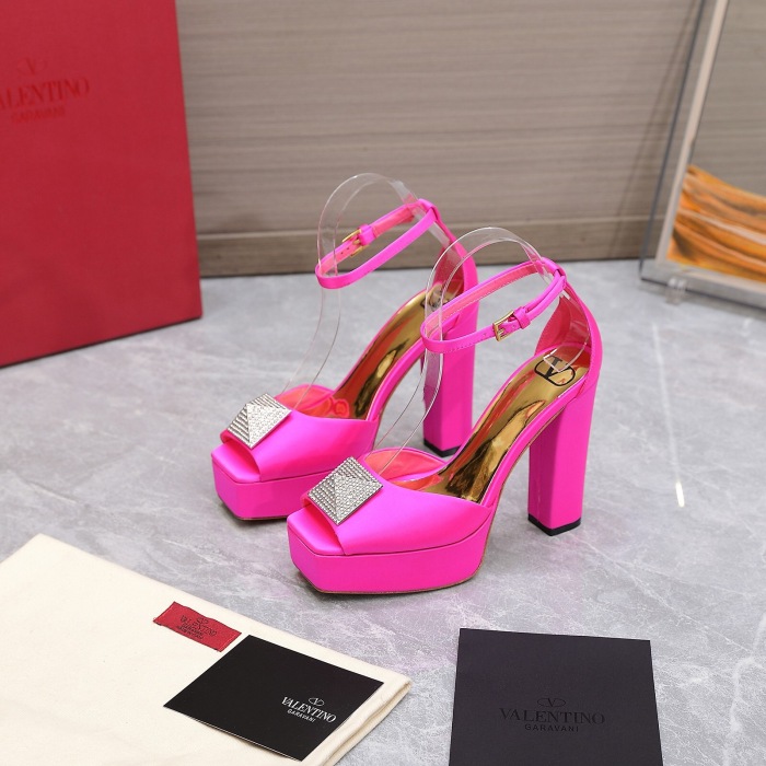 Valentino One Stud Open-Toe Satin Platform Pumps Size 35-41 3-Color