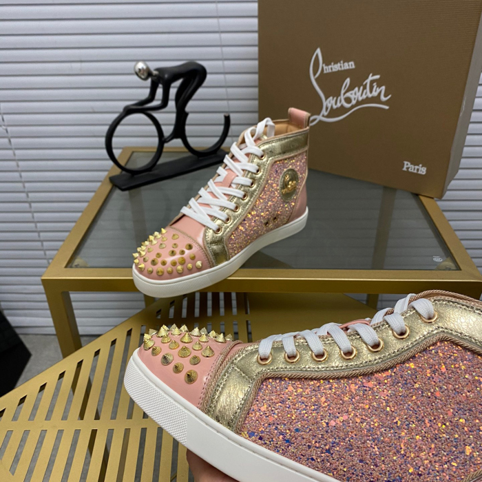 Christian Louboutin Lou Spikes High-Top Sneaker Size 36-46  10-Color