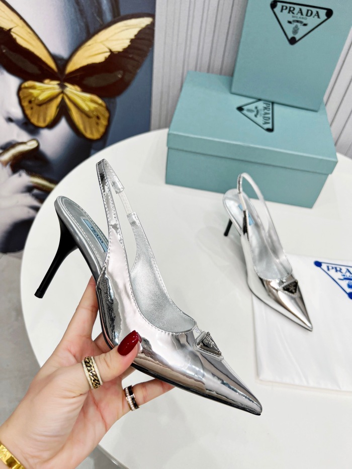 Prada Brushed Leather Slingback Pumps Size 35-41 8-Color