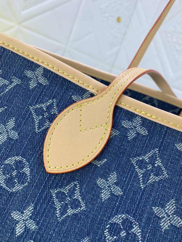 Louis Vuitton M40995 Neverfull Denim Cowboy Shopping Bags Size 32*29*17cm
