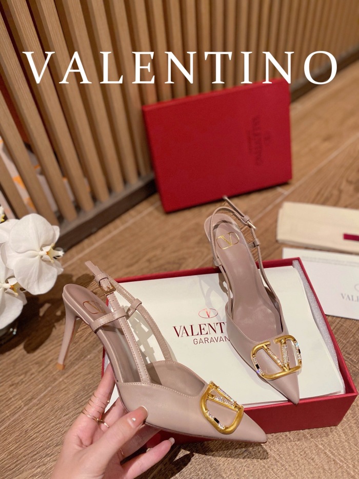 Valentino Vlogo Signature Satin Slingback Pumps Size 35-41 4-Color