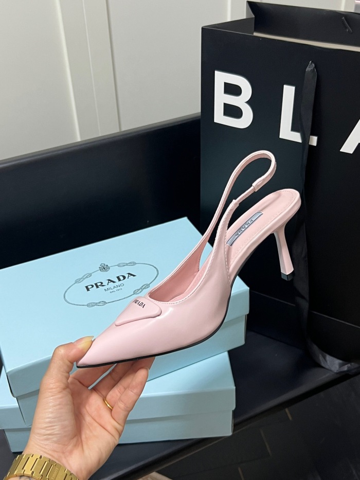 Prada Brushed Leather Slingback Pumps Size 35-41 3-Color