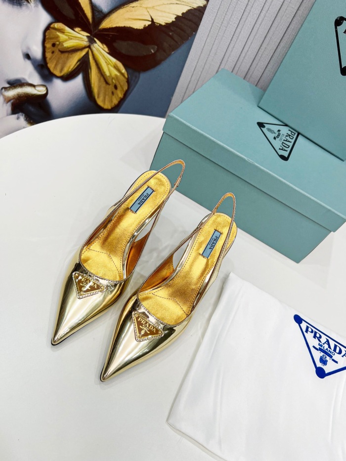 Prada Brushed Leather Slingback Pumps Size 35-41 8-Color