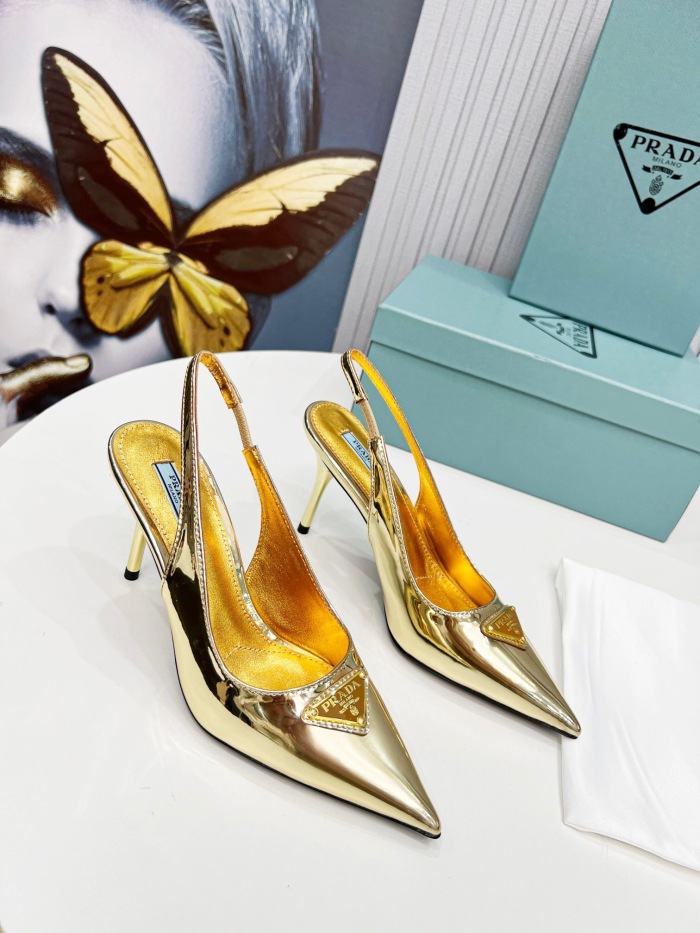 Prada Brushed Leather Slingback Pumps Size 35-41 8-Color