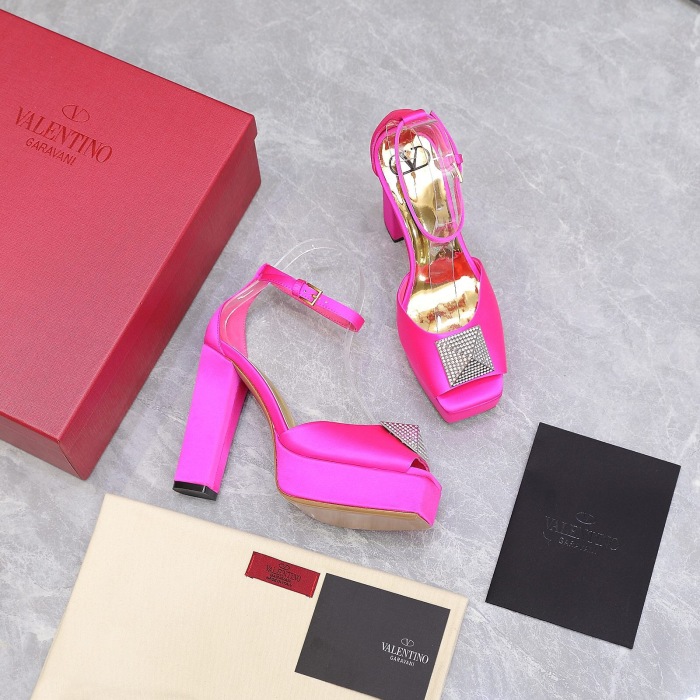 Valentino One Stud Open-Toe Satin Platform Pumps Size 35-41 3-Color