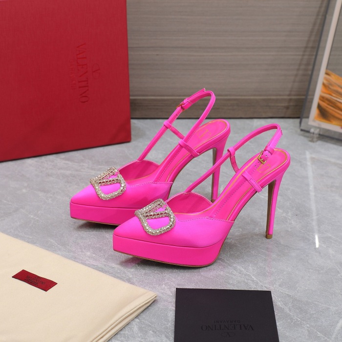 Valentino Vlogo Signature Satin Slingback Platform Size 35-41 5-Color