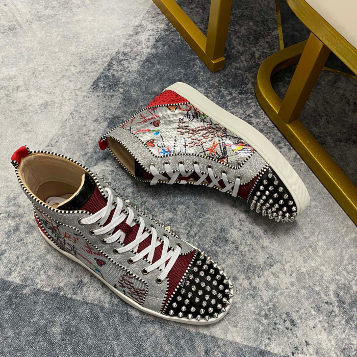 Christian Louboutin Lou Spikes High-Top Sneaker Size 36-46  10-Color