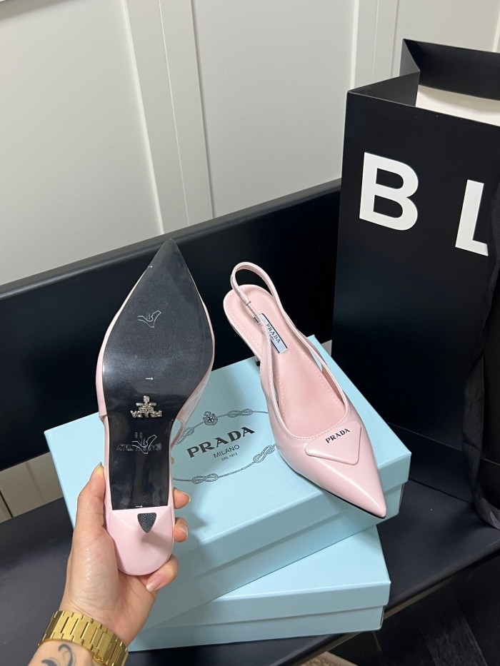 Prada Brushed Leather Slingback Pumps Size 35-41 3-Color