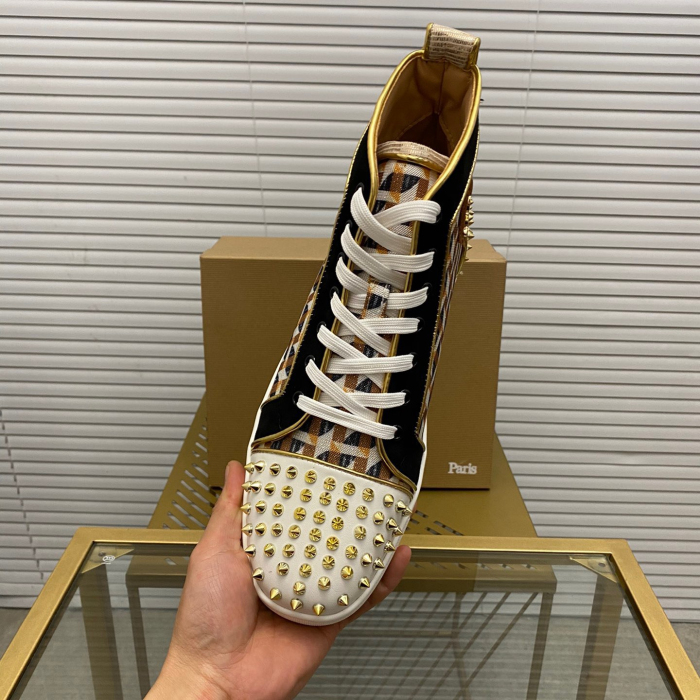 Christian Louboutin Louis Spikes High-Top Sneaker Size 36-46  5-Color
