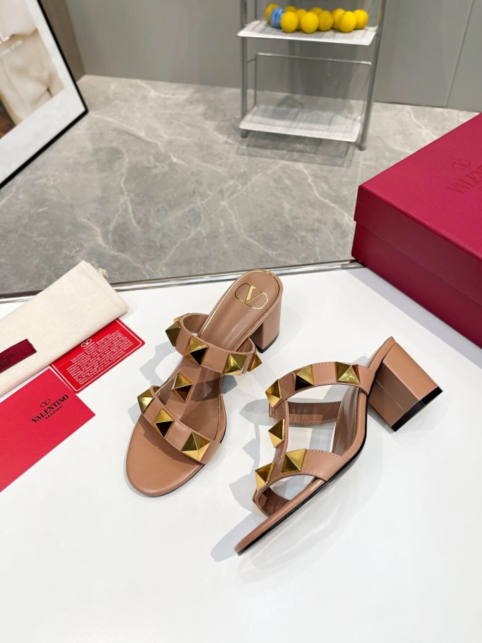 Valentino Roman Stud Metallic Nappa Slide Pumps Size 35-41 5-Color