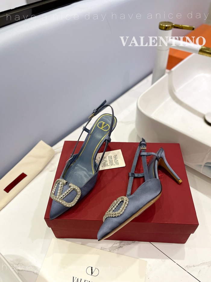 Valentino Vlogo Signature Satin Slingback Pumps Size 35-41 6-Color