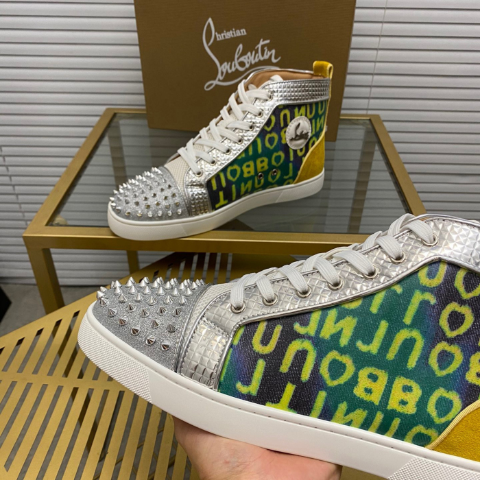 Christian Louboutin Lou Spikes High-Top Sneaker Size 36-46  9-Color