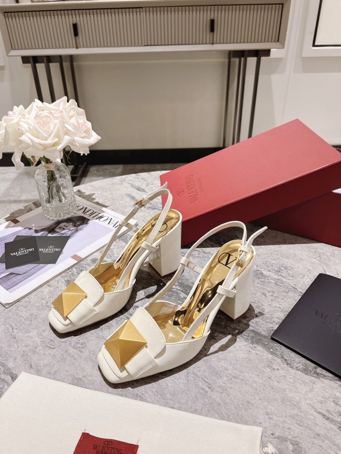 Valentino One Stud Patent Leather Slingback Pumps Size 35-41 4-Color