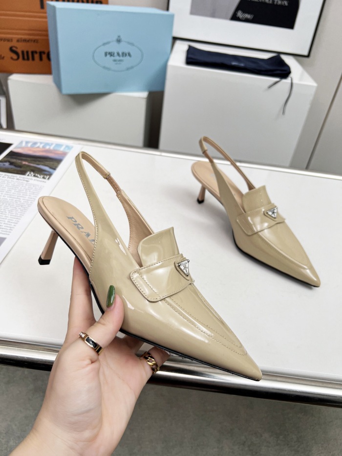Prada Brushed Leather Slingback Pumps Size 35-41 3-Color