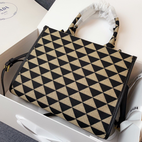 Prada 1BA354 Symbole Embroidered Fabric Handbag Size 28*22*9cm