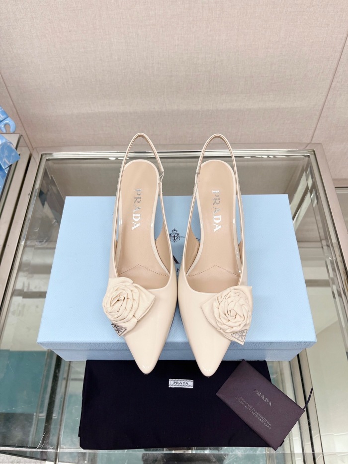 Prada Brushed Leather Slingback Pumps Size 35-40 2-Color