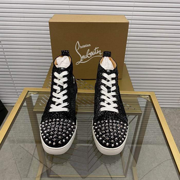 Christian Louboutin Lou Spikes High-Top Sneaker Size 36-46  10-Color