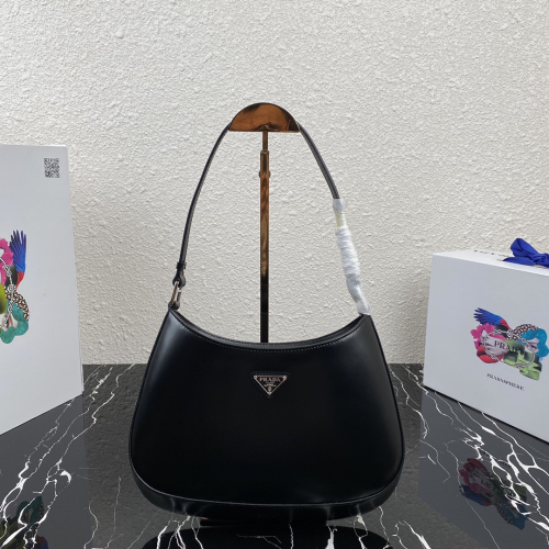 Prada 1BC499 Cleo Brushed Leather Shoulder Bags Size 27*22*6cm