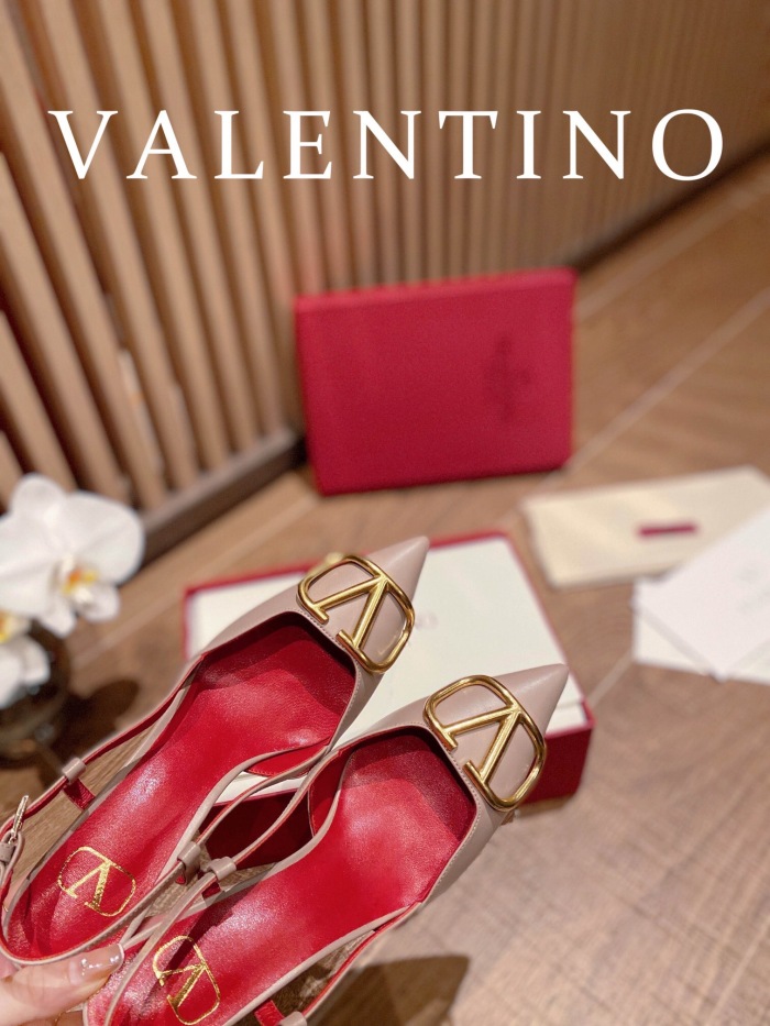 Valentino Vlogo Signature Calfskin Slingback Pumps Size 35-41 4-Color