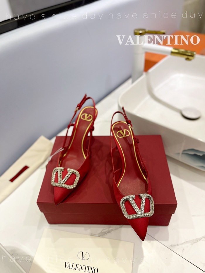 Valentino Vlogo Signature Satin Slingback Pumps Size 35-41 6-Color
